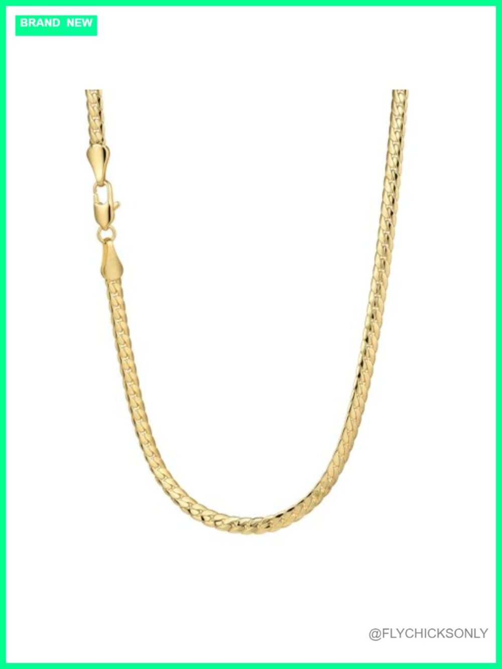 14K Gold Chain Necklace Herringbone Flat Snake Curb Lobster Clasp